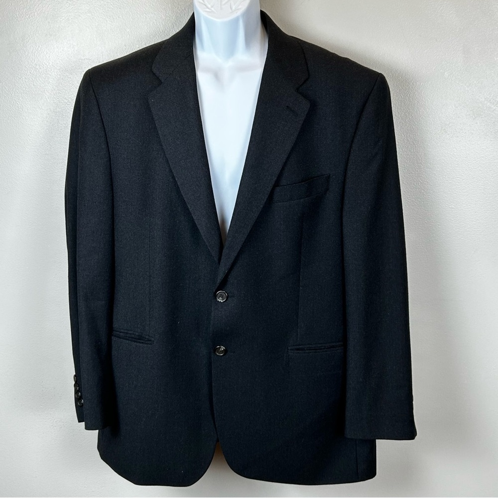 Chaps Ralph‎ Lauren Blazer Mens 46R Charcoal Gray Wool VTG Sport Coat 2 Button